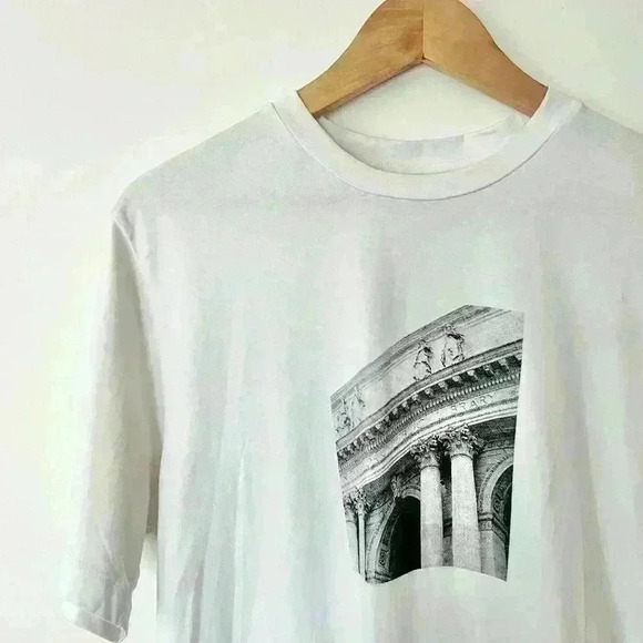 Oak + Fort New York Library US White Preppy Prep Graphic T-Shirt Unisex XS - Picture 6 of 13
